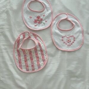 Kangaroo Pink and White Floral Baby Bib Set of 3